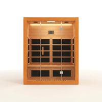 1 Person Extendable FAR Infrared Sauna for Home, Hemlock Wood Low EMF 6 Carbon Heaters Indoor Saunas with LED Lights, Bluetooth Speaker, Digital Control Panel, and Seating Bench — Studio Shot