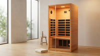 1 Person Extendable FAR Infrared Sauna for Home, Hemlock Wood Low EMF 6 Carbon Heaters Indoor Saunas with LED Lights, Bluetooth Speaker, Digital Control Panel, and Seating Bench — Lifestyle