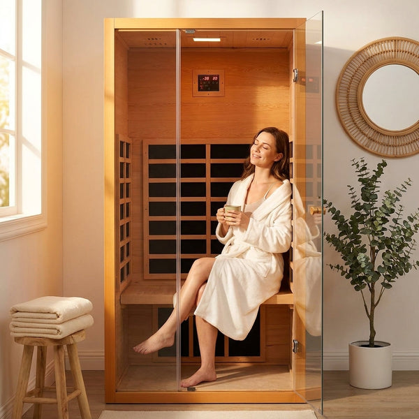 Home Infrared Sauna Built for Daily Recovery, 6 Carbon Heaters, Hemlock Wood, Low EMF Design