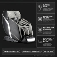 4D Deluxe Gray and Black Zero Gravity and Space Saving Faux Leather Heated Massage Chair with Sl-Track and Bluetooth — Results & Stats