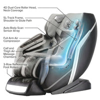 4D Deluxe Gray and Black Zero Gravity and Space Saving Faux Leather Heated Massage Chair with Sl-Track and Bluetooth — How It Works