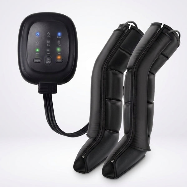 Air Compression Leg Recovery System Foot Massager for Circulation and Relaxation Calf Massage Muscle Pain Relief Device — Studio Shot