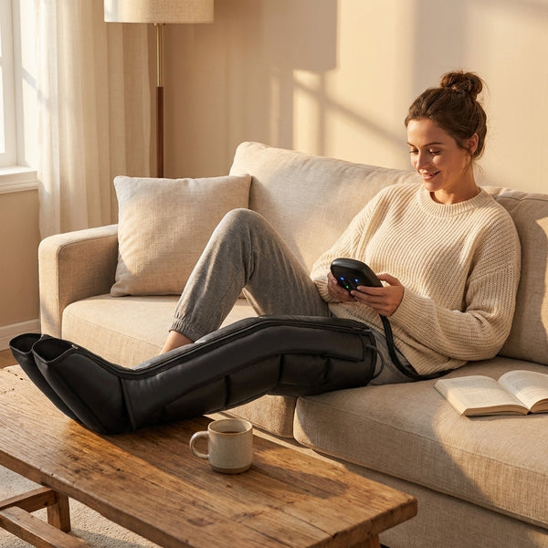 Air Compression Leg Massager Built to Support Recovery, Multi-Chamber Design, Full Leg Coverage, Adjustable Modes