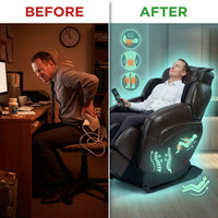 Jin Espresso Synthetic Leather SL Track Massage Chair — Before & After