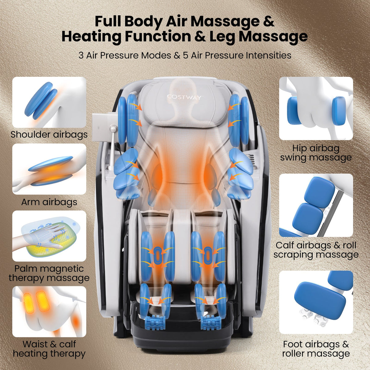 Kenzo 41-7D Dual Roller System Flexible Track Zero Gravity Full Body Massage Chair