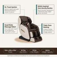 Massage Chair Built to Support Full Body Recovery, SL Track System, Zero Gravity Recline, Quad Roller Robot — Results & Stats